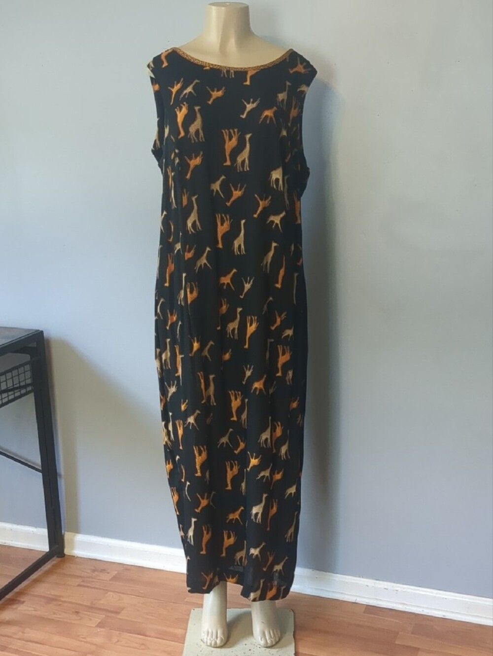 VTG 90's Danny & Nicole Giraffe Print Boho Festival Maxi Dress Plus Size 20W